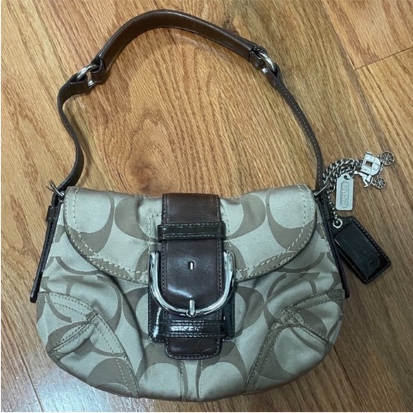 Coach Brown and Cream satin SoHo Shoulder Bag